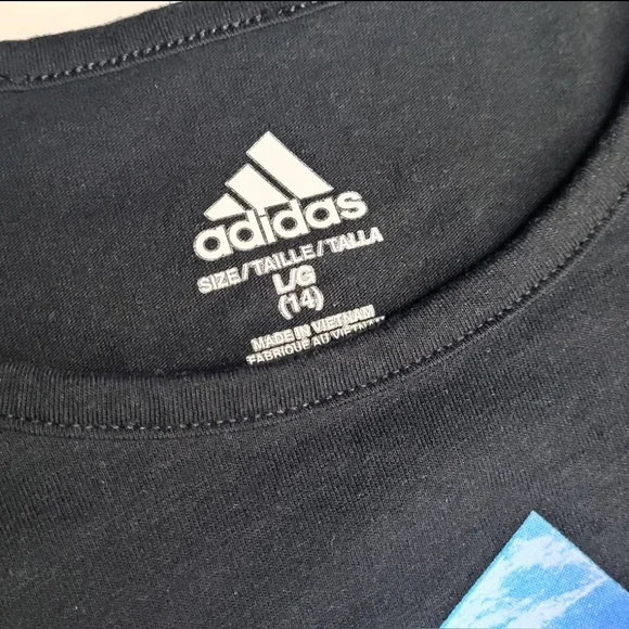 Adidas Girls Size 14 Lot 2 Top Black Logo Tee Gray Tank Small - Picture 11 of 12